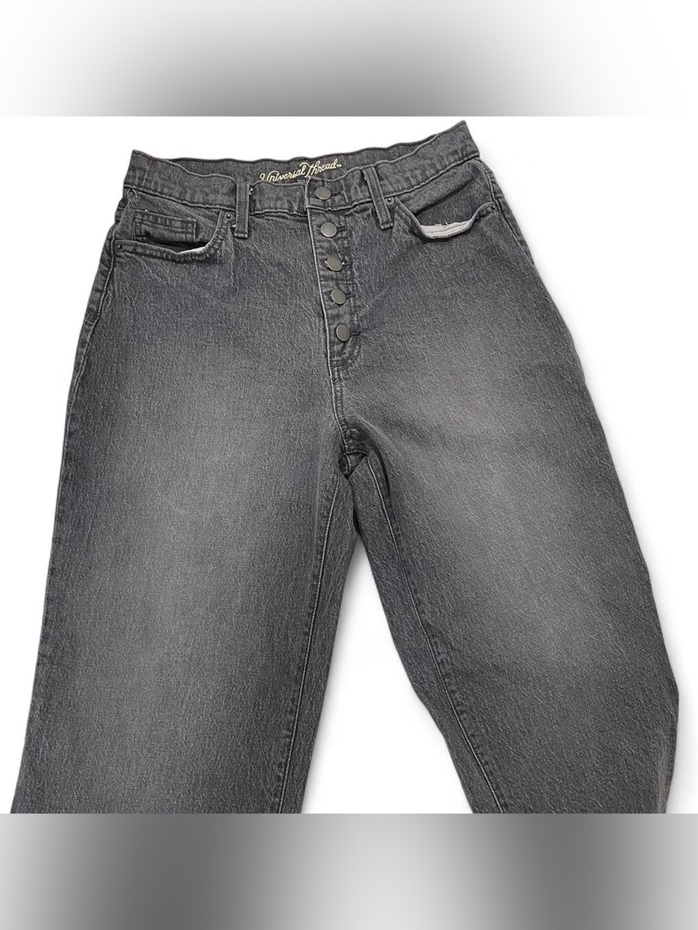Universal Thread Slim Straight Jeans in Washed Black-Gray